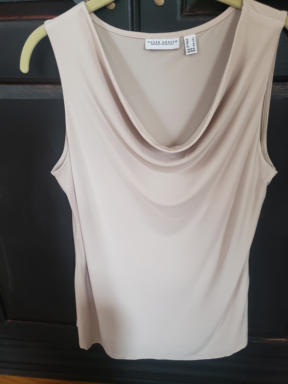 Susan Graver Sleeveless Cowl Neck Camisole in Light Beige